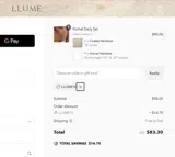 LLUME15 coupon verification screenshot