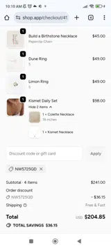 NW5725QD coupon verification screenshot