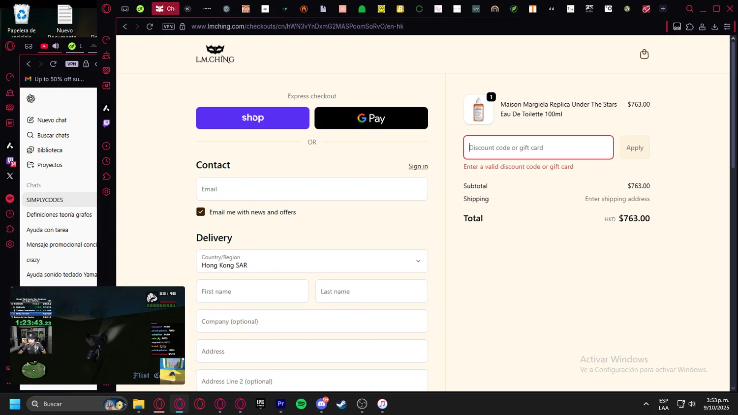 LMCHING discount code screenshot showing code saleatn applied at LMCHING checkout page. Uploaded by SimplyCodes community member leonardocamacho2 on Oct 9, 2025