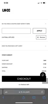 LN-FINAL coupon verification screenshot