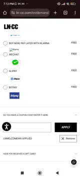 LNWELCOMEWA coupon verification screenshot