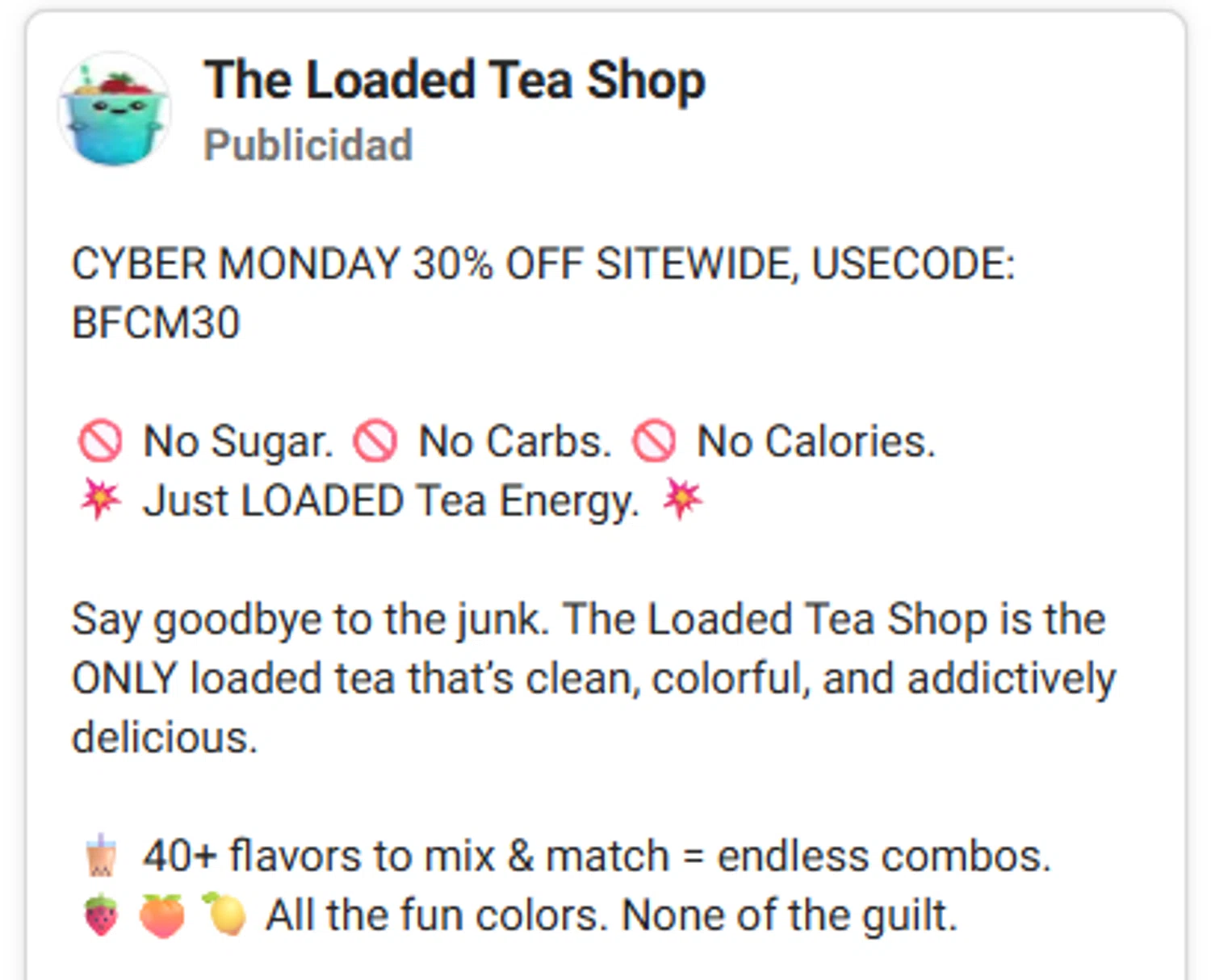 The Loaded Tea Shop promo code screenshot showing code BFCM30 applied at The Loaded Tea Shop checkout page. Uploaded by SimplyCodes community member antonietarodriguez96 on Dec 1, 2025
