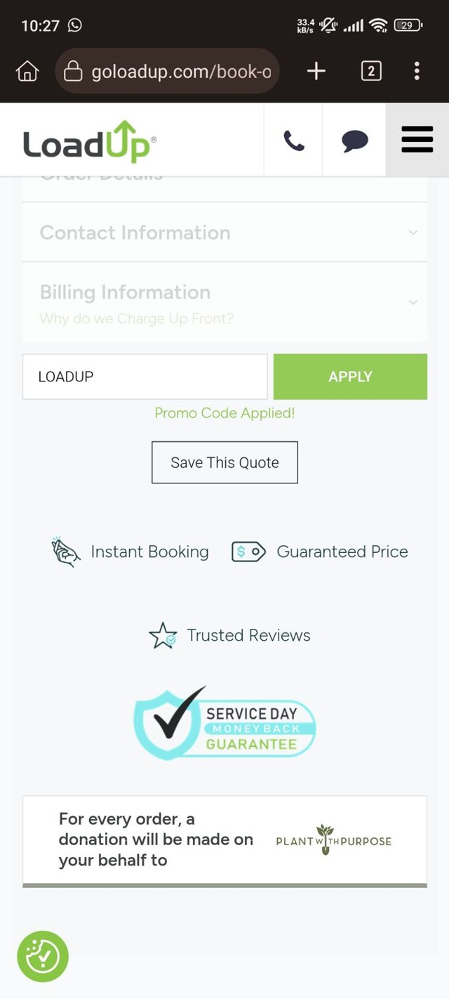 LoadUp checkout page showing LoadUp promo code box | Screenshot taken by SimplyCodes community member on Jun 19, 2025