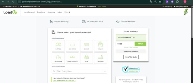 LoadUp checkout page showing LoadUp promo code box | Screenshot taken by SimplyCodes community member on Jul 31, 2025