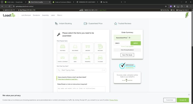 LoadUp checkout page showing LoadUp promo code box | Screenshot taken by SimplyCodes community member on Jul 2, 2025