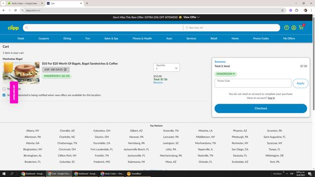 Clipp.com checkout page showing Clipp.com promo code box | Screenshot taken by SimplyCodes community member on Sep 16, 2025