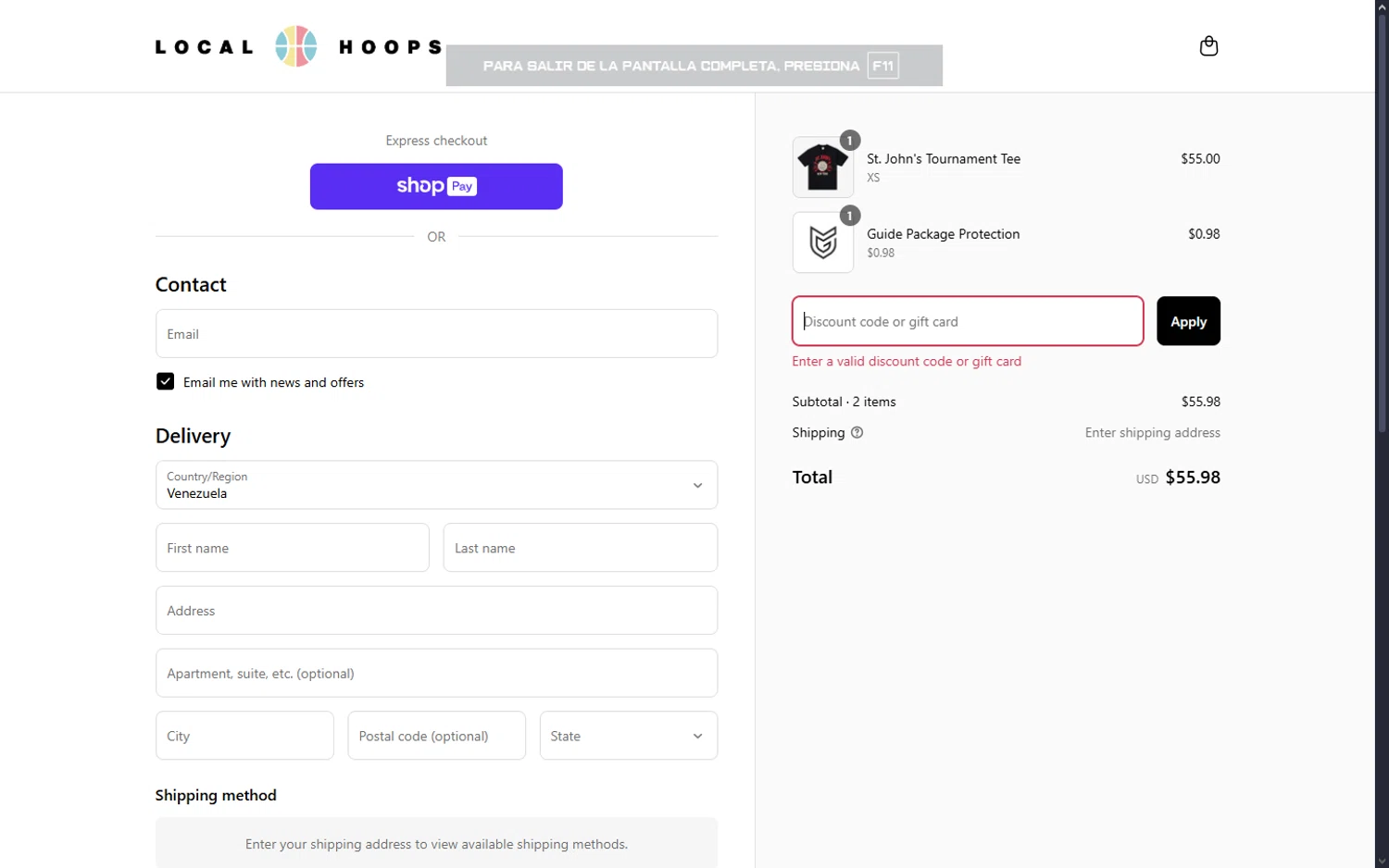 Local Hoops discount code screenshot showing code GAMEDAY applied at Local Hoops checkout page. Uploaded by SimplyCodes community member GiornoGiovanna on Apr 20, 2025