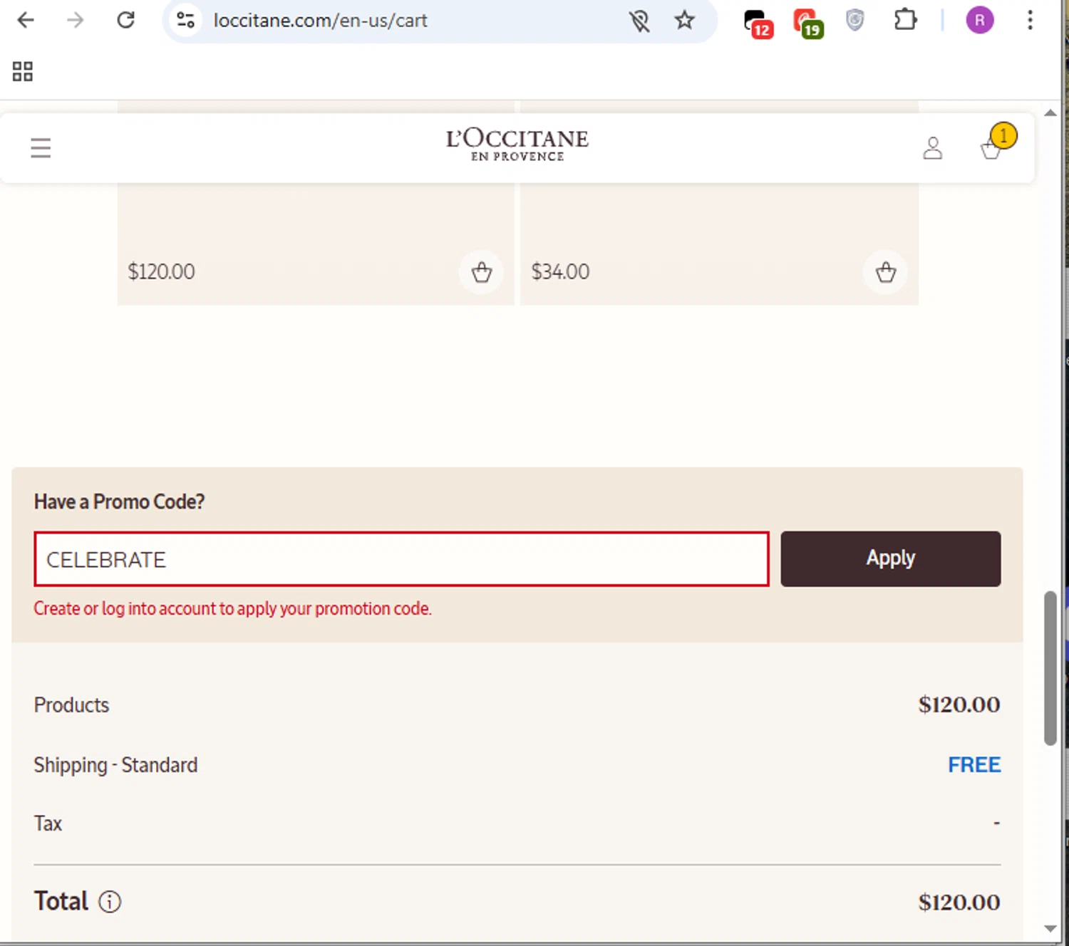 Verification screenshot for Free Gift Storewide (Minimum Order: $60) Members Only at L'Occitane at L'Occitane — 55d ago