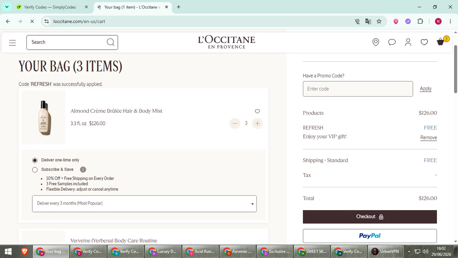 Verification screenshot for $20 Off Storewide at L'Occitane - 12d ago