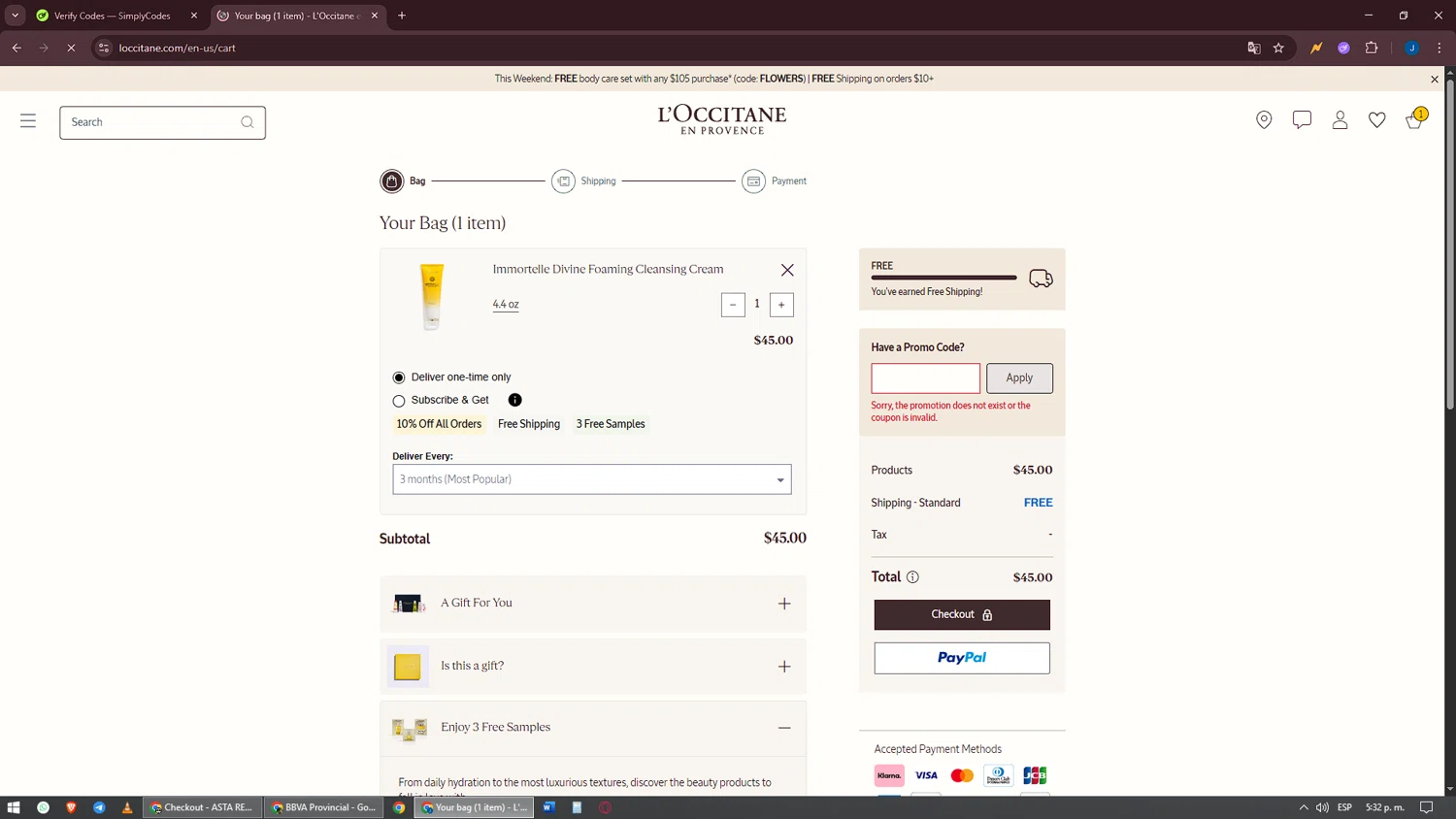L'Occitane discount code screenshot showing code NEW15 applied at L'Occitane checkout page. Uploaded by SimplyCodes community member oscarbeaujon on Aug 29, 2025