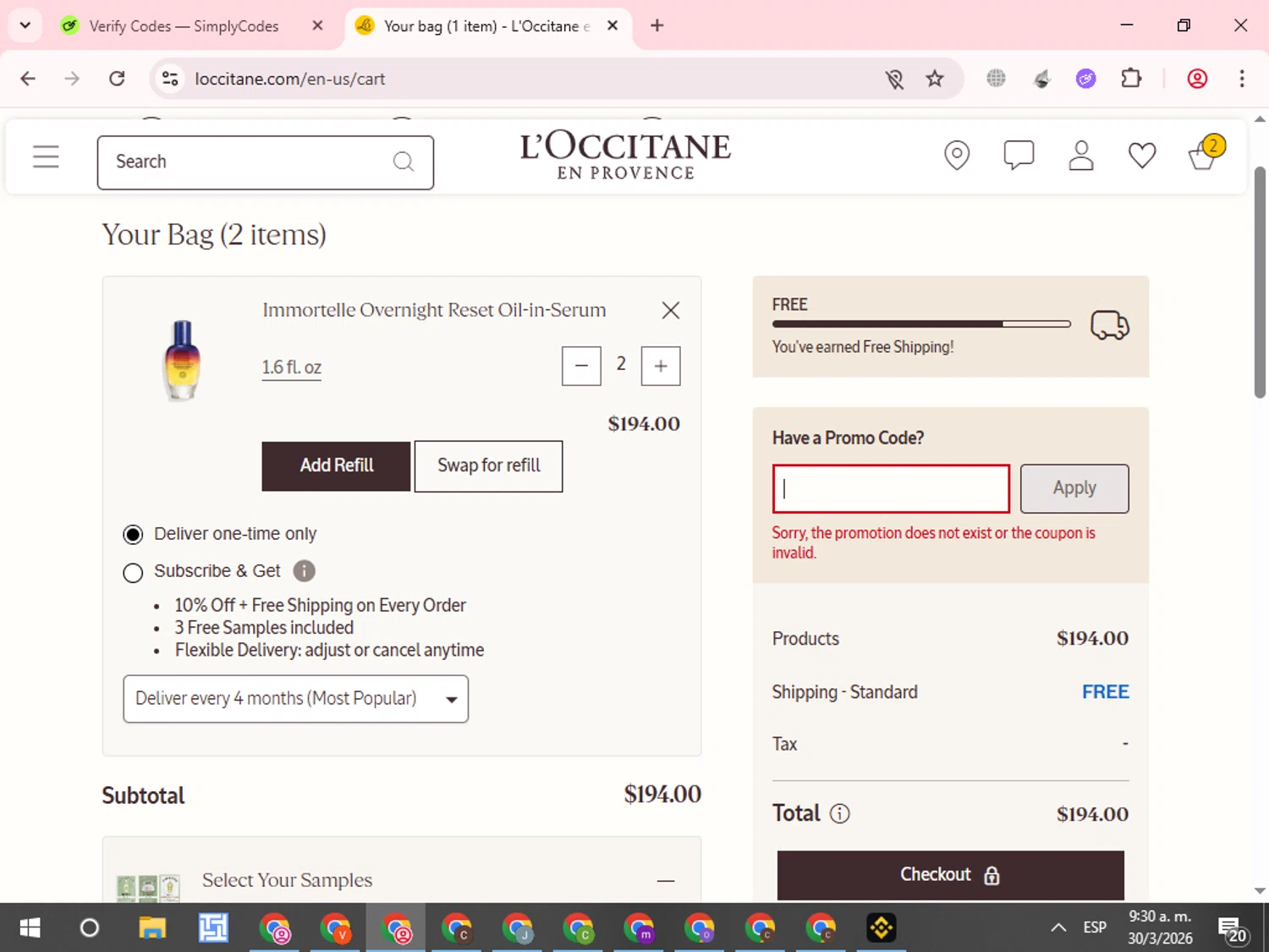 Verification screenshot for Free Gift Storewide at L'Occitane — 2mo ago