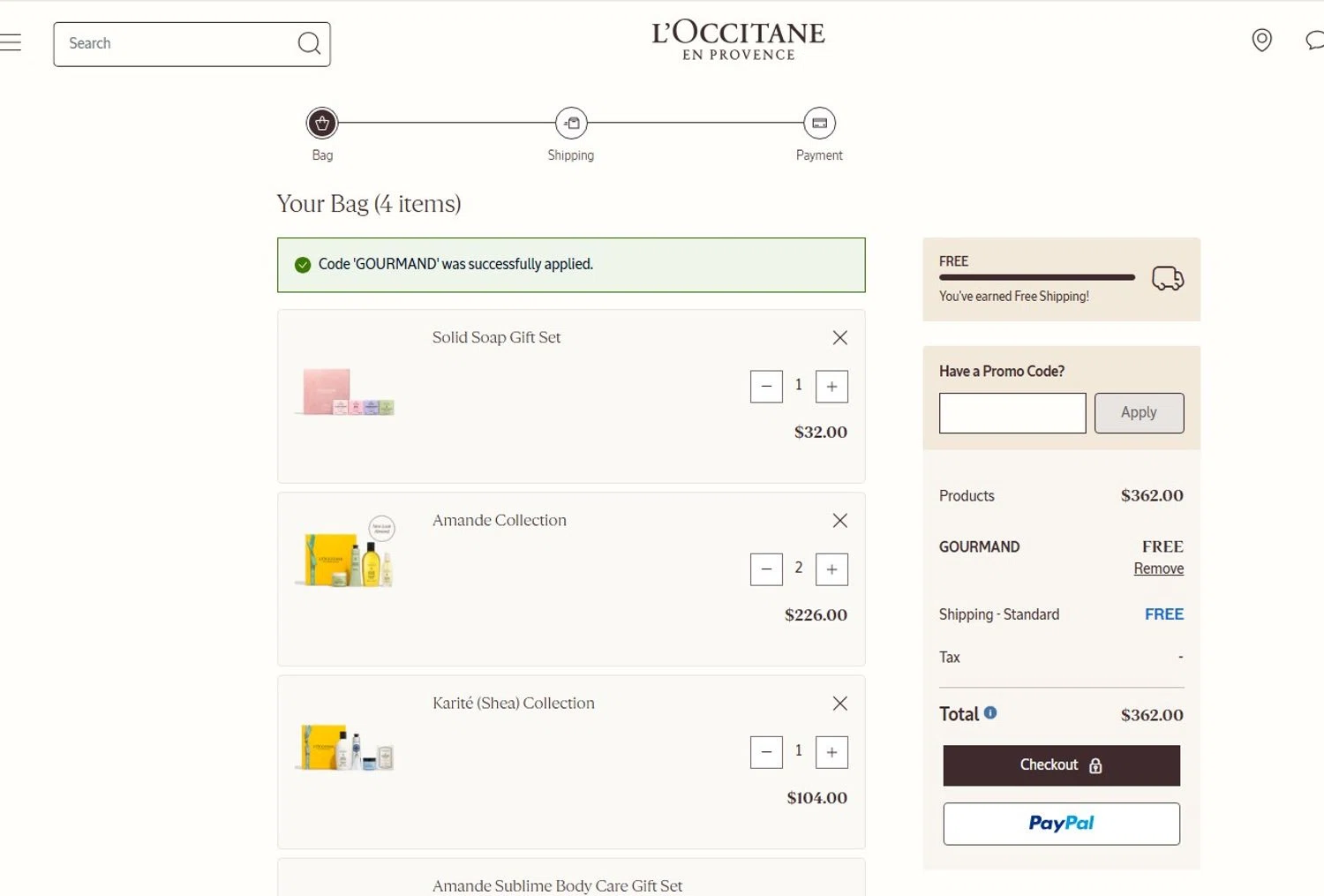 Verification screenshot for Free Gift Storewide at L'Occitane at L'Occitane — 19d ago