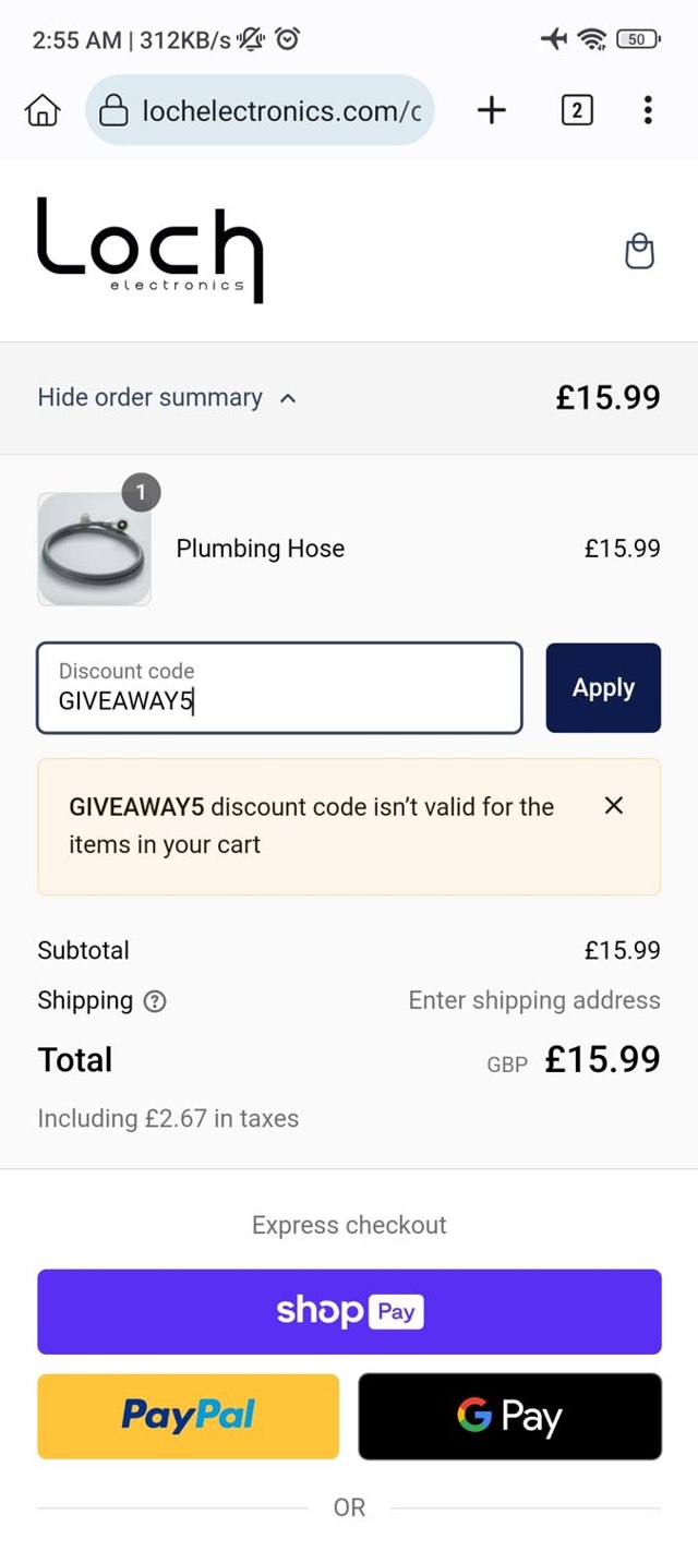 Loch Electronics checkout page showing Loch Electronics promo code box | Screenshot taken by SimplyCodes community member on Aug 15, 2024
