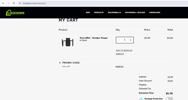Lockdown checkout page showing Lockdown promo code box | Screenshot taken by SimplyCodes community member on Mar 3, 2025