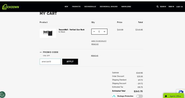 Lockdown checkout page showing Lockdown promo code box | Screenshot taken by SimplyCodes community member on Aug 15, 2025
