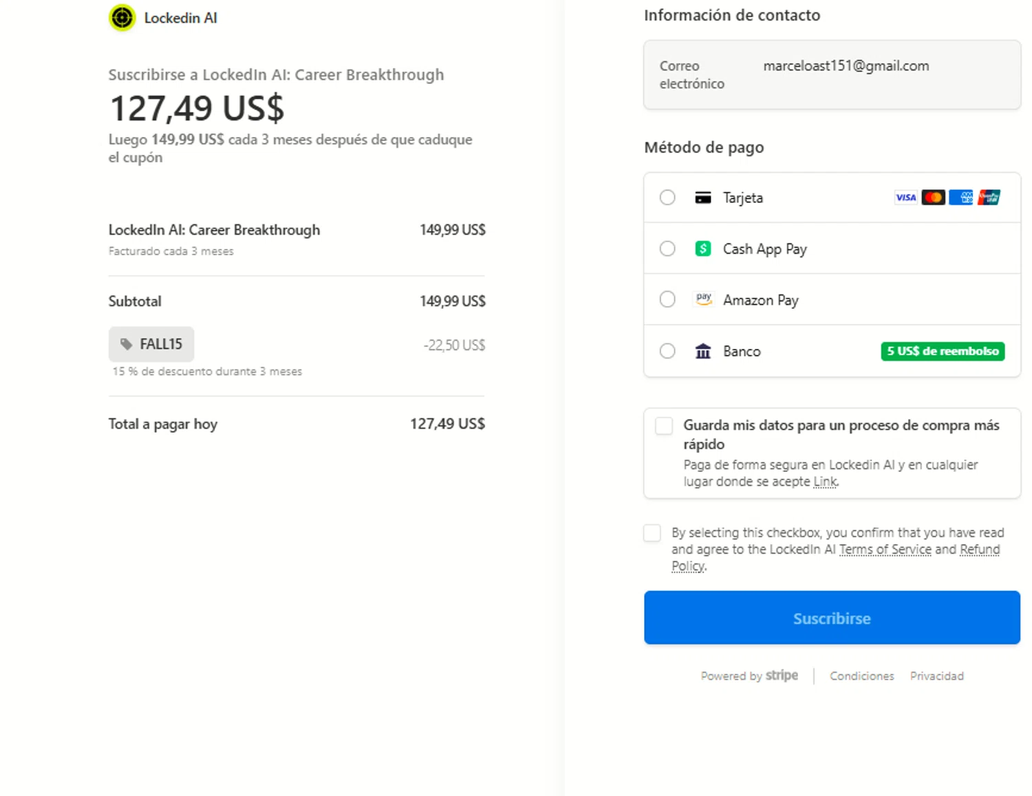 LockedIn AI promo code screenshot showing code SIMPLYCODES applied at LockedIn AI checkout page. Uploaded by SimplyCodes community member a2d2c2d211 on Oct 10, 2025