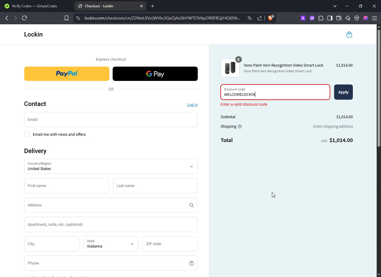 Lockin promo code screenshot showing code WELCOMELOCKIN applied at Lockin checkout page. Uploaded by SimplyCodes community member lisethchirino on Jun 17, 2025