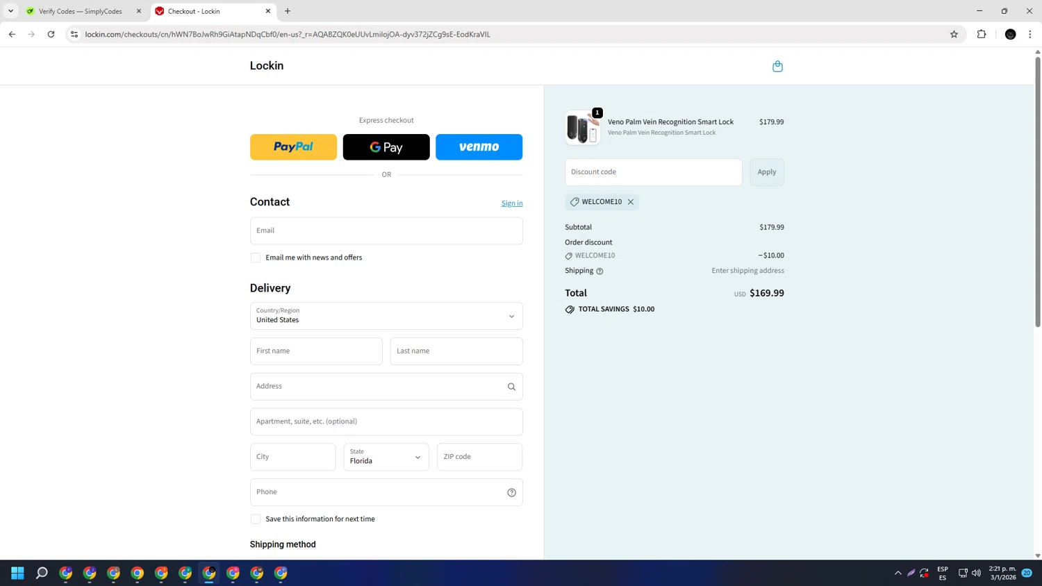 Lockin checkout page showing Lockin promo code box | Screenshot taken by SimplyCodes community member on Jan 3, 2026