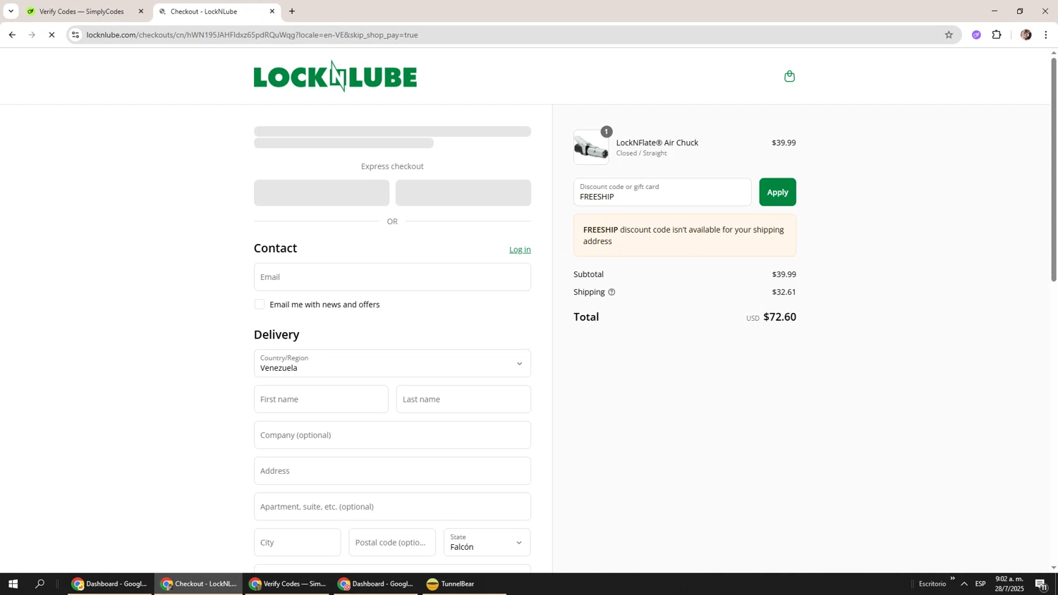 LockNLube discount code screenshot showing code FREESHIP applied at LockNLube checkout page. Uploaded by SimplyCodes community member Levi_Ackerman on Jul 28, 2025