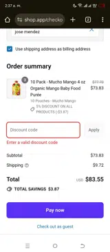 WELCOME2023 coupon verification screenshot