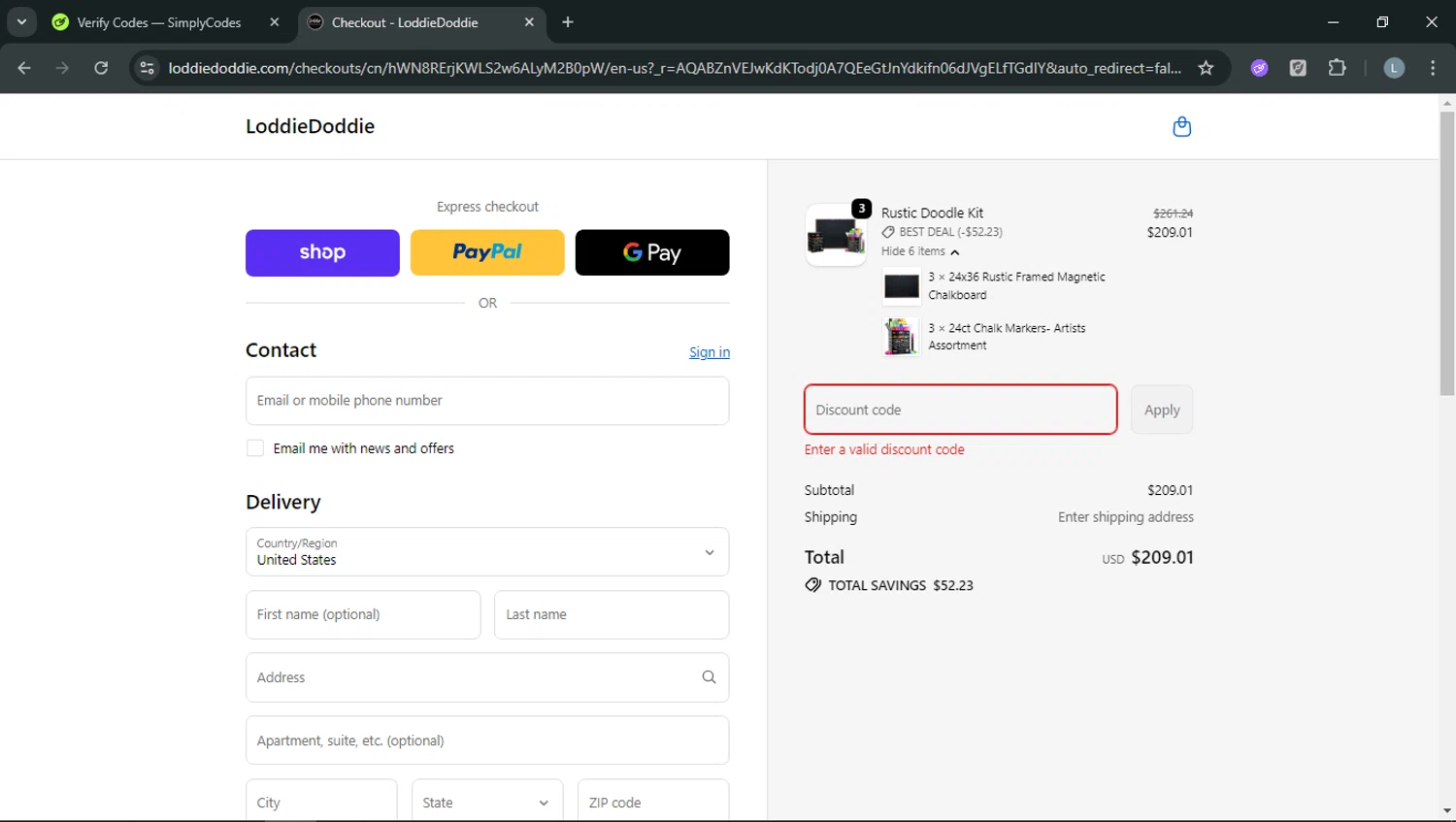 Loddie Doddie promo code screenshot showing code CHRISTMAS applied at Loddie Doddie checkout page. Uploaded by SimplyCodes community member RoyalOwl5790 on Feb 5, 2026