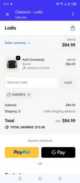 CASH$15 coupon verification screenshot