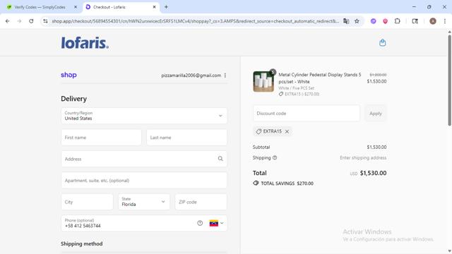 Lofaris checkout page showing Lofaris discount code box | Screenshot taken by SimplyCodes community member on Sep 13, 2025