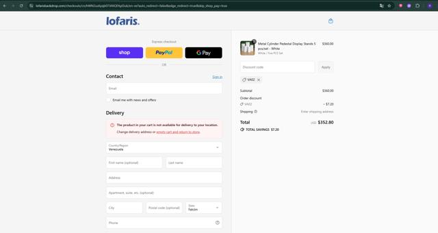 Lofaris checkout page showing Lofaris discount code box | Screenshot taken by SimplyCodes community member on Sep 13, 2025