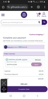 SHOP4LOGAN coupon verification screenshot
