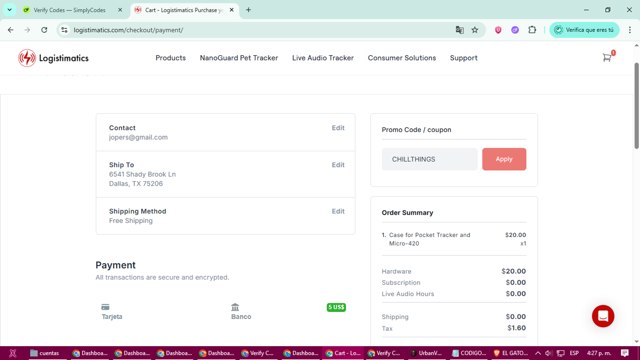 Logistimatics checkout page showing Logistimatics promo code box | Screenshot taken by SimplyCodes community member on Sep 3, 2025