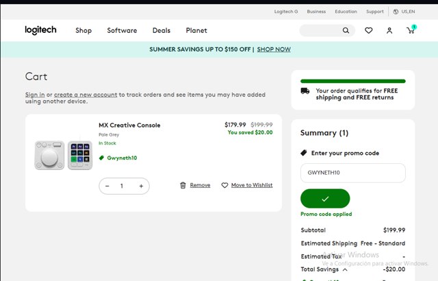 Logitech checkout page showing Logitech promo code box | Screenshot taken by SimplyCodes community member on May 21, 2025