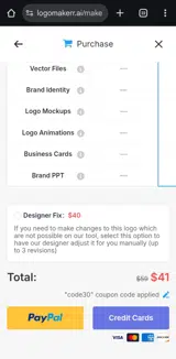 code30 coupon verification screenshot