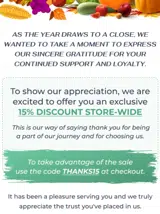 THANKS15 coupon verification screenshot