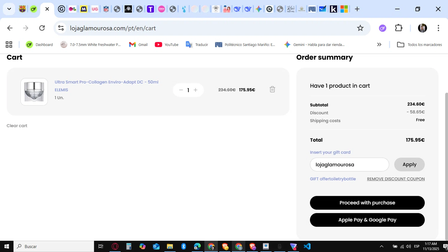 Loja Glamourosa discount code screenshot showing code lojaglamourosa applied at Loja Glamourosa checkout page. Uploaded by SimplyCodes community member KataldoMustafack on Nov 13, 2025