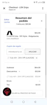 LOK Grips coupon verification screenshot