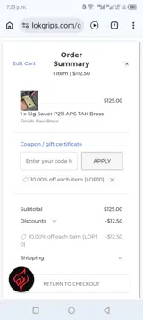 LOK Grips coupon verification screenshot