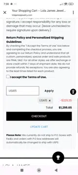 LISA15 coupon verification screenshot