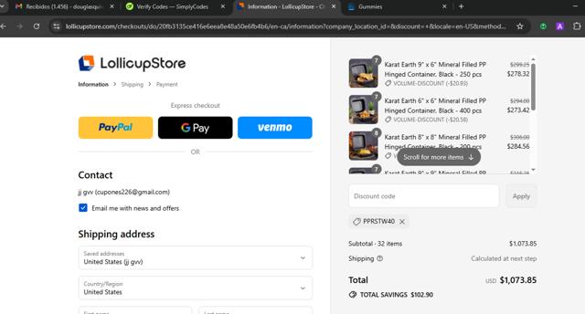 LollicupStore checkout page showing LollicupStore discount code box | Screenshot taken by SimplyCodes community member on Sep 9, 2025