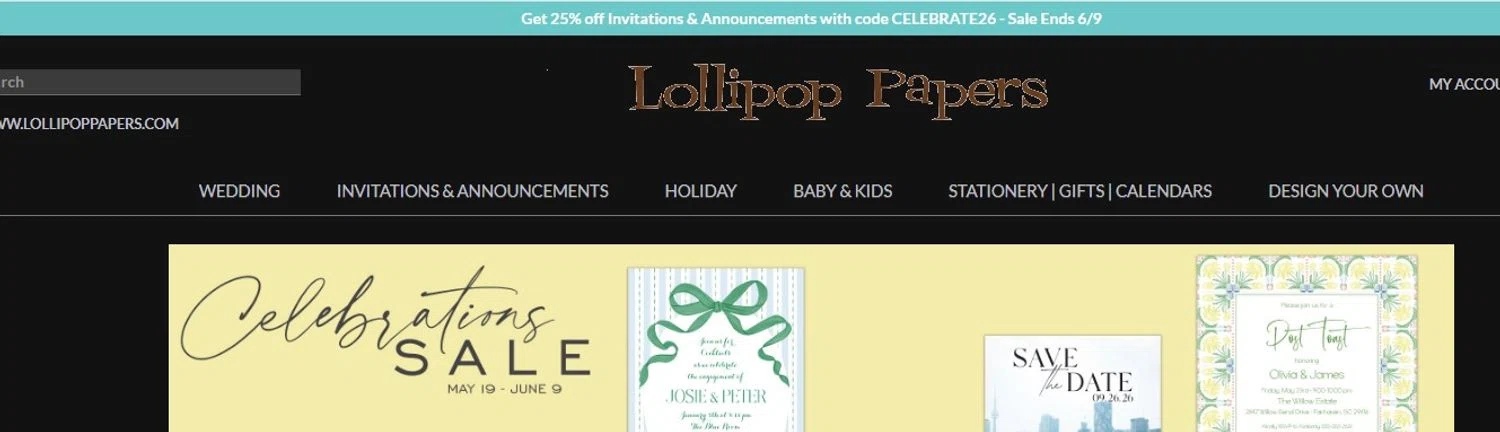 Lollipop Papers promo code screenshot showing code CELEBRATE26 applied at Lollipop Papers checkout page. Uploaded by SimplyCodes community member josemiguelaponte on Jun 4, 2026