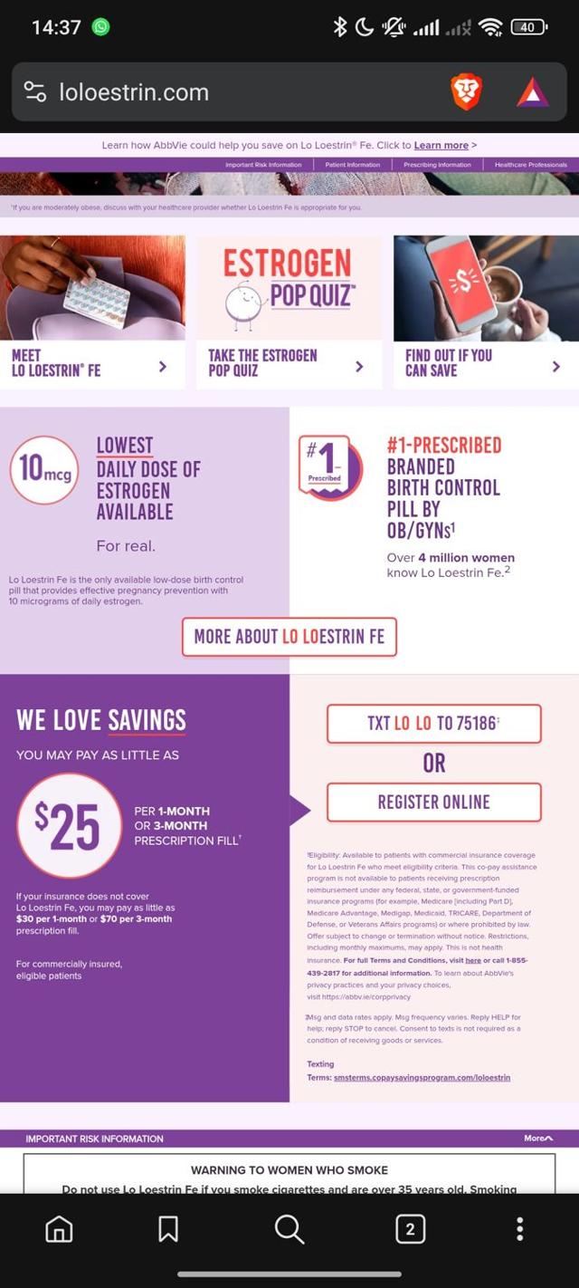 Lo Loestrin checkout page showing Lo Loestrin coupon code box | Screenshot taken by SimplyCodes community member on Jun 10, 2025
