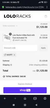60off! coupon verification screenshot