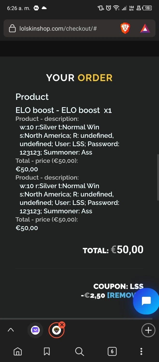 Lolskin Shop checkout page showing Lolskin Shop promo code box | Screenshot taken by SimplyCodes community member on Jun 10, 2023