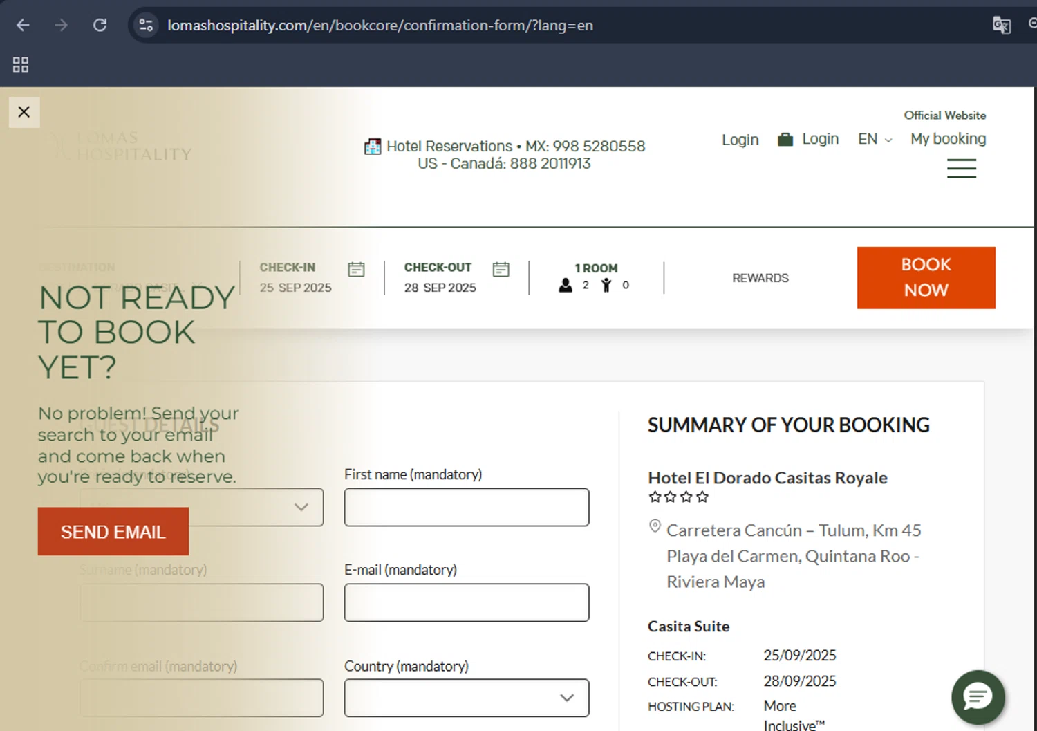 Lomas Hospitality checkout page showing Lomas Hospitality promo code box | Screenshot taken by SimplyCodes community member on Sep 14, 2025
