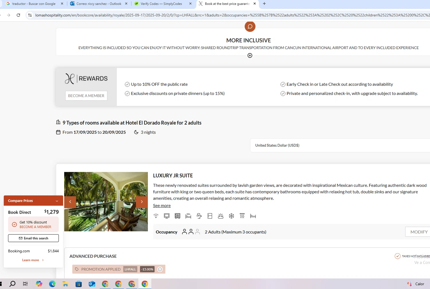 Lomas Hospitality checkout page showing Lomas Hospitality promo code box | Screenshot taken by SimplyCodes community member on Aug 18, 2025