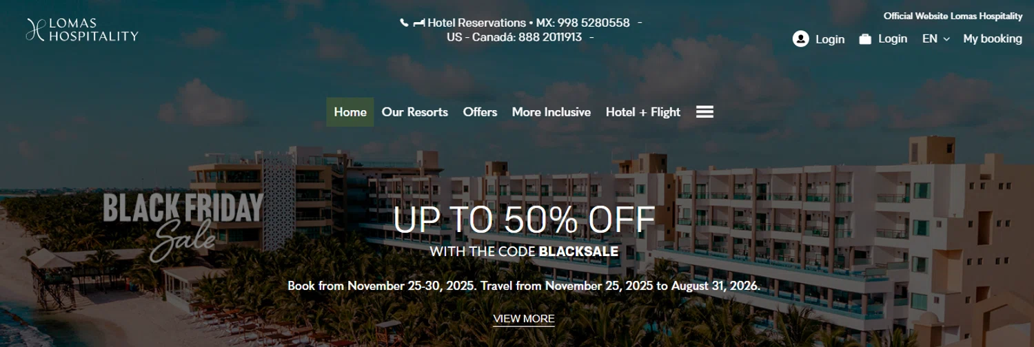 Lomas Hospitality promo code screenshot showing code blacksale applied at Lomas Hospitality checkout page. Uploaded by SimplyCodes community member Alofoke on Nov 26, 2025