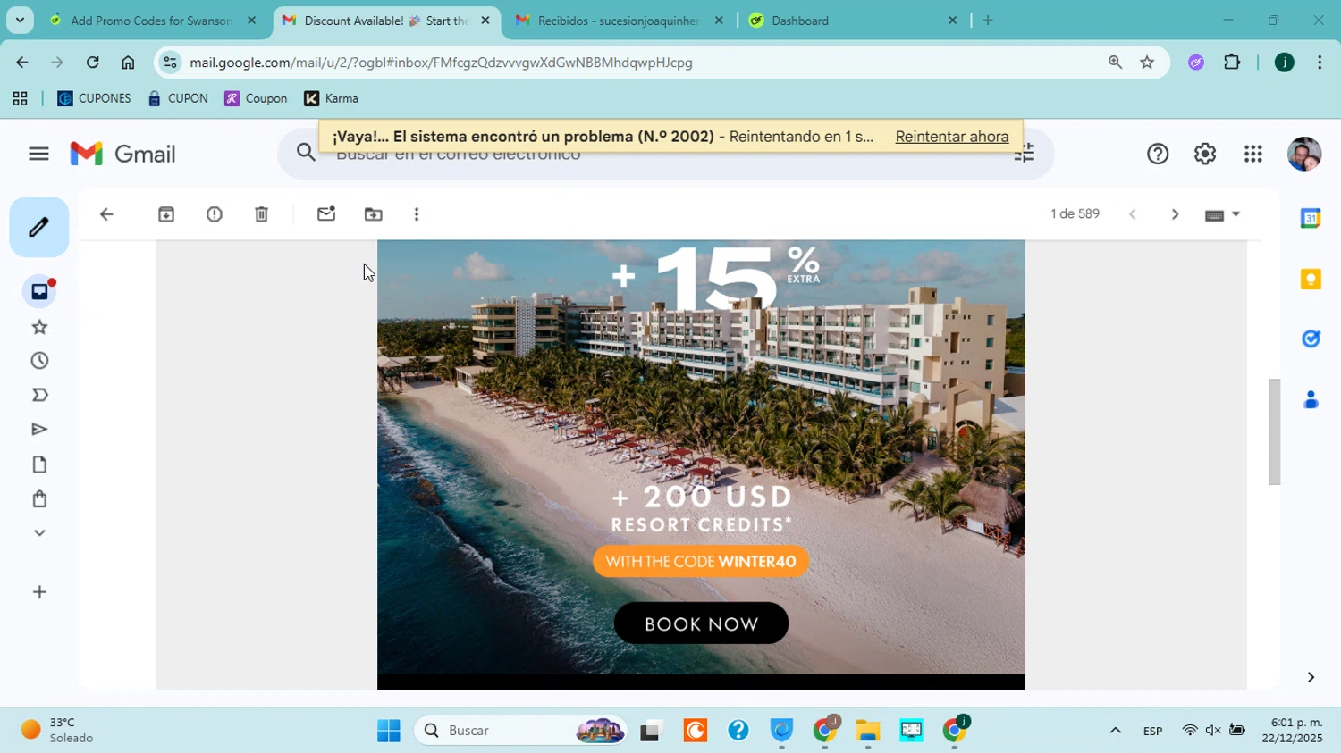 Lomas Hospitality promo code screenshot showing code WINTER40 applied at Lomas Hospitality checkout page. Uploaded by SimplyCodes community member jorgejavierherrera on Dec 22, 2025