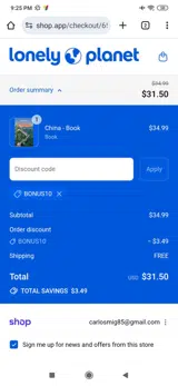 BONUS10 coupon verification screenshot
