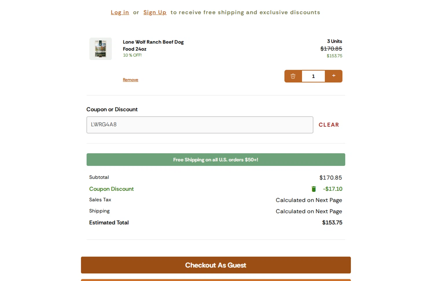 Lone Wolf Ranch coupon code screenshot showing code LWRG4A8 applied at Lone Wolf Ranch checkout page. Uploaded by SimplyCodes community member FrugalKnight782 on Nov 9, 2025