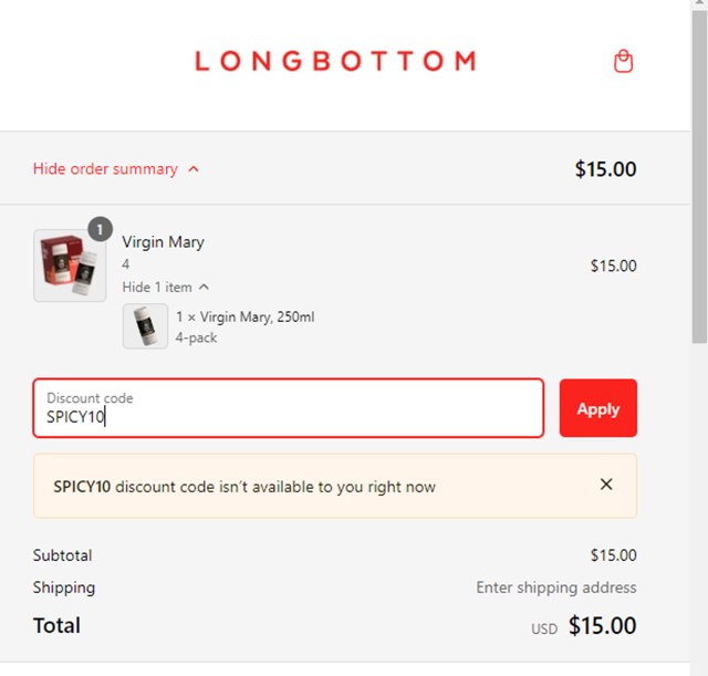 Longbottom & Co checkout page showing Longbottom & Co promo code box | Screenshot taken by SimplyCodes community member on Jul 25, 2024