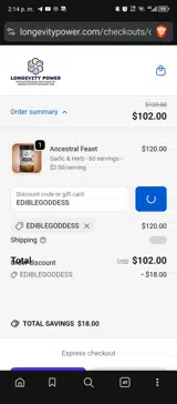EDIBLEGODDESS coupon verification screenshot